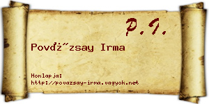 Povázsay Irma névjegykártya